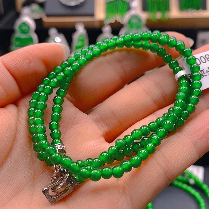 翡翠未镶嵌耳饰天然A货翡翠珠链卡4