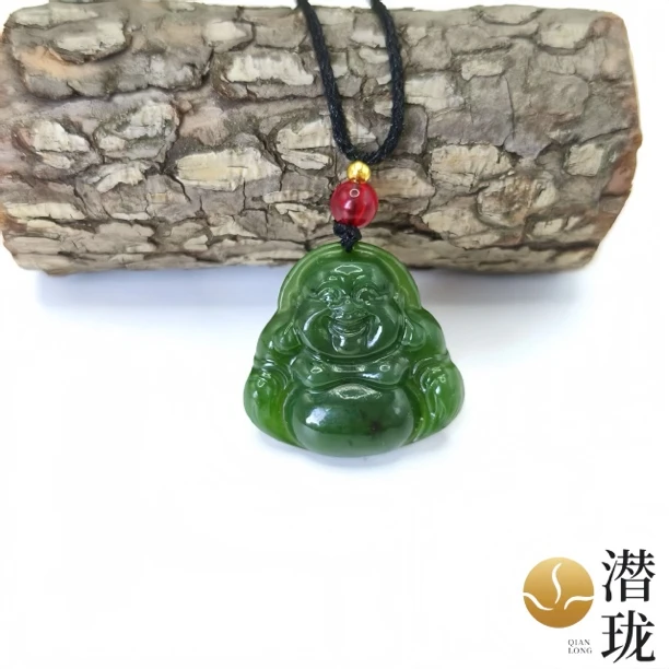 【潜珑】hs-4532和田玉碧玉菠菜绿佛公29*30mm多样性拍一发一