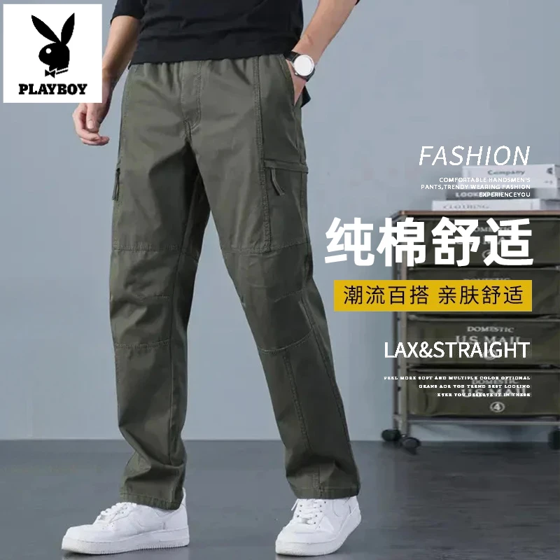 【高端轻奢】花花公子新款男士水洗休闲裤时尚多口袋工装裤宽松大码