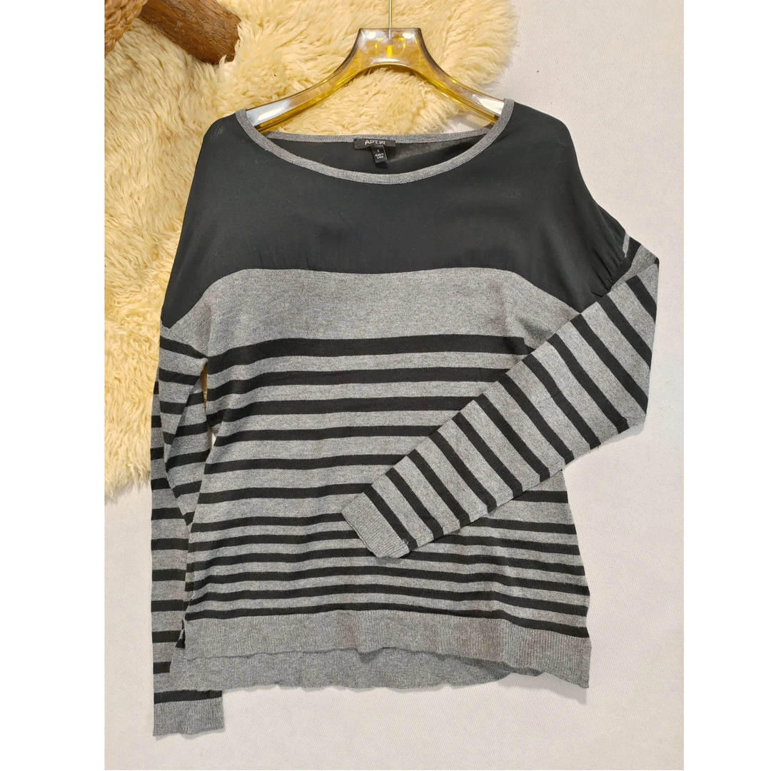 条纹撞色丝绵百搭针织衫