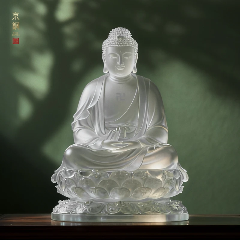 25年新款【繁花四巾_三宝佛】琉璃摆件手工工艺品桌面摆件