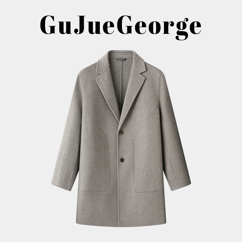 中长款毛呢大衣男士商务羊毛大衣休闲秋冬双面呢外套羊绒冬季时尚