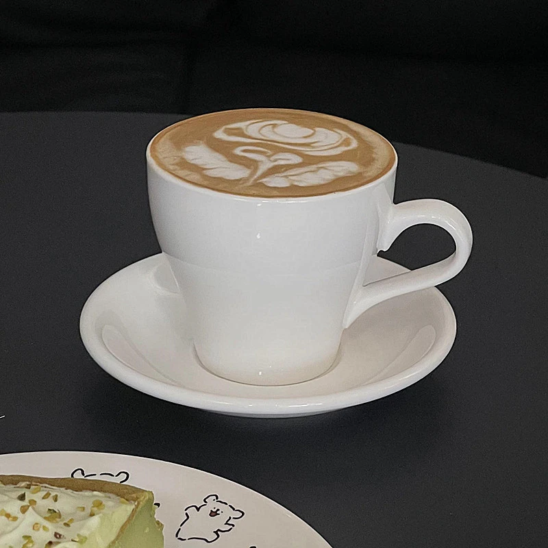 高颜值ins风纯色收腰热拿铁拉花陶瓷简约咖啡杯咖啡杯碟套装