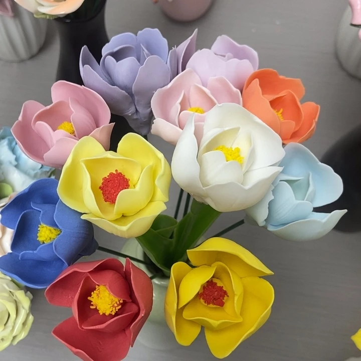 陶瓷手工制作陶瓷花11朵郁金香