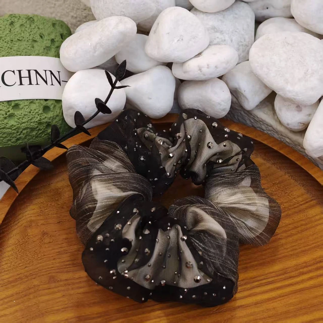 芙奈琪品牌夏季新款韩国纱贴钻双拼发圈双层大肠圈