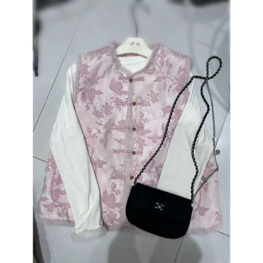 【欣欣】新款新中式中国风设计感马甲+纯色打底两件套-823