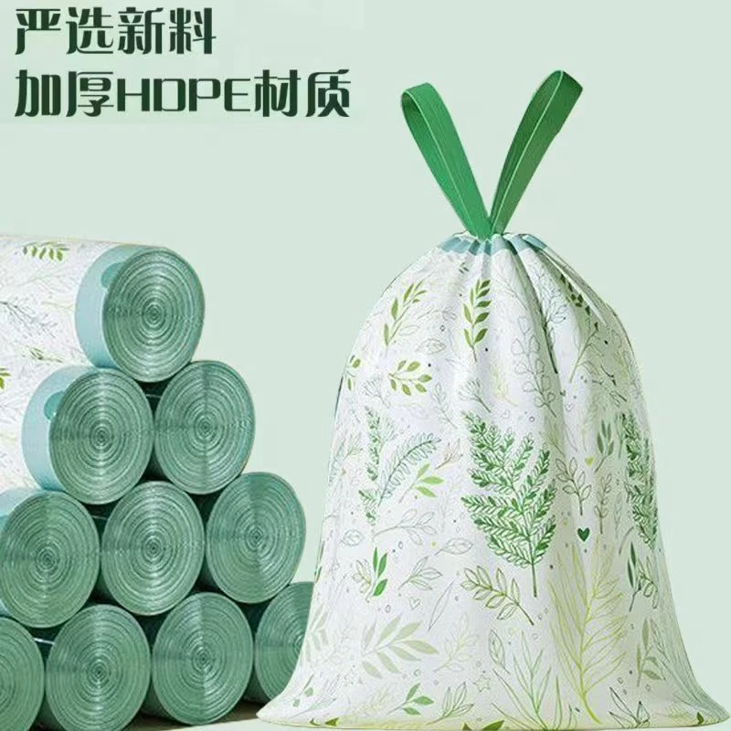 塑料手提印花垃圾袋手提式家用厨房卫生间加厚大号垃圾袋抽绳