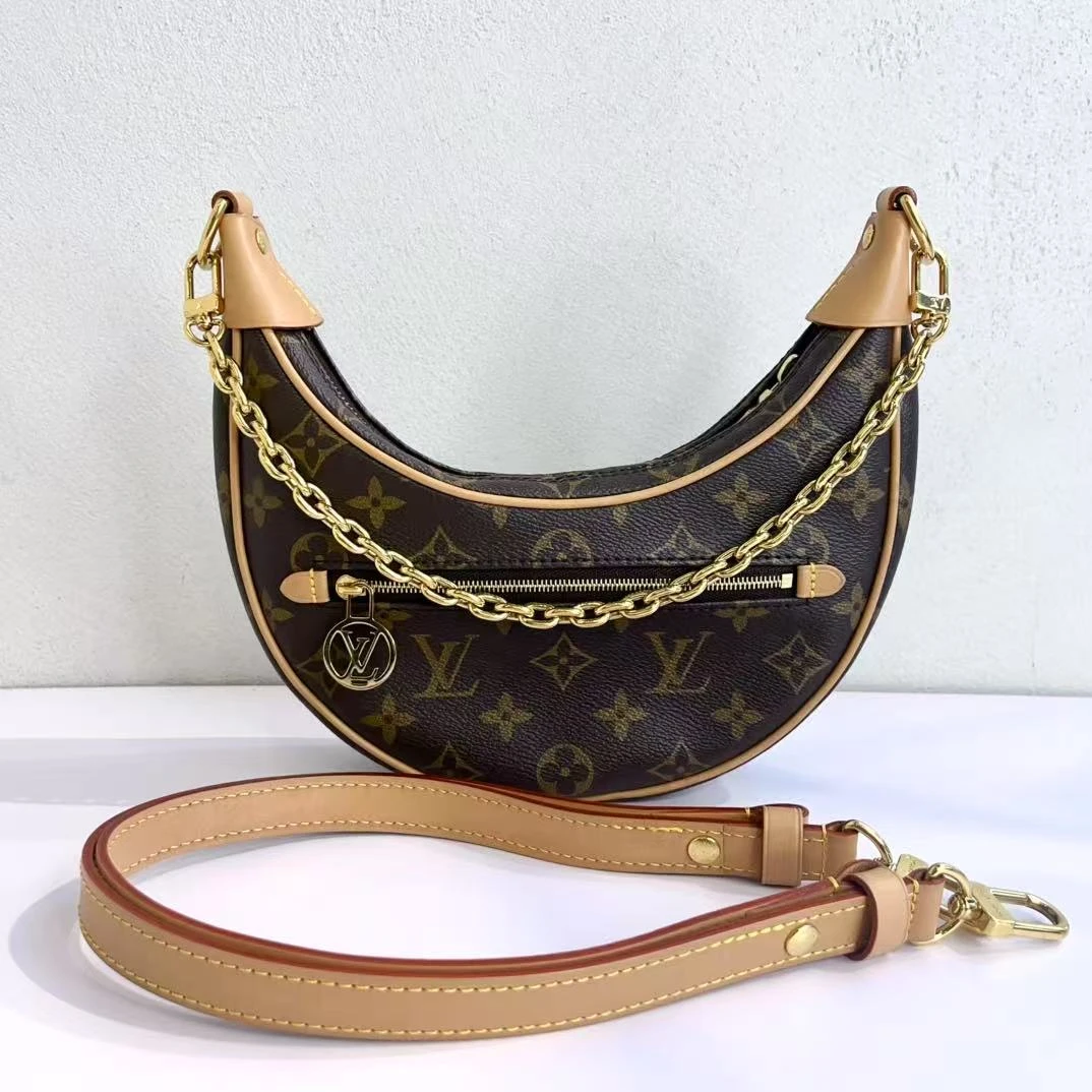 99新 LouisVuitton/路易威登 蔚蓝/ 老花月亮包 腋下包