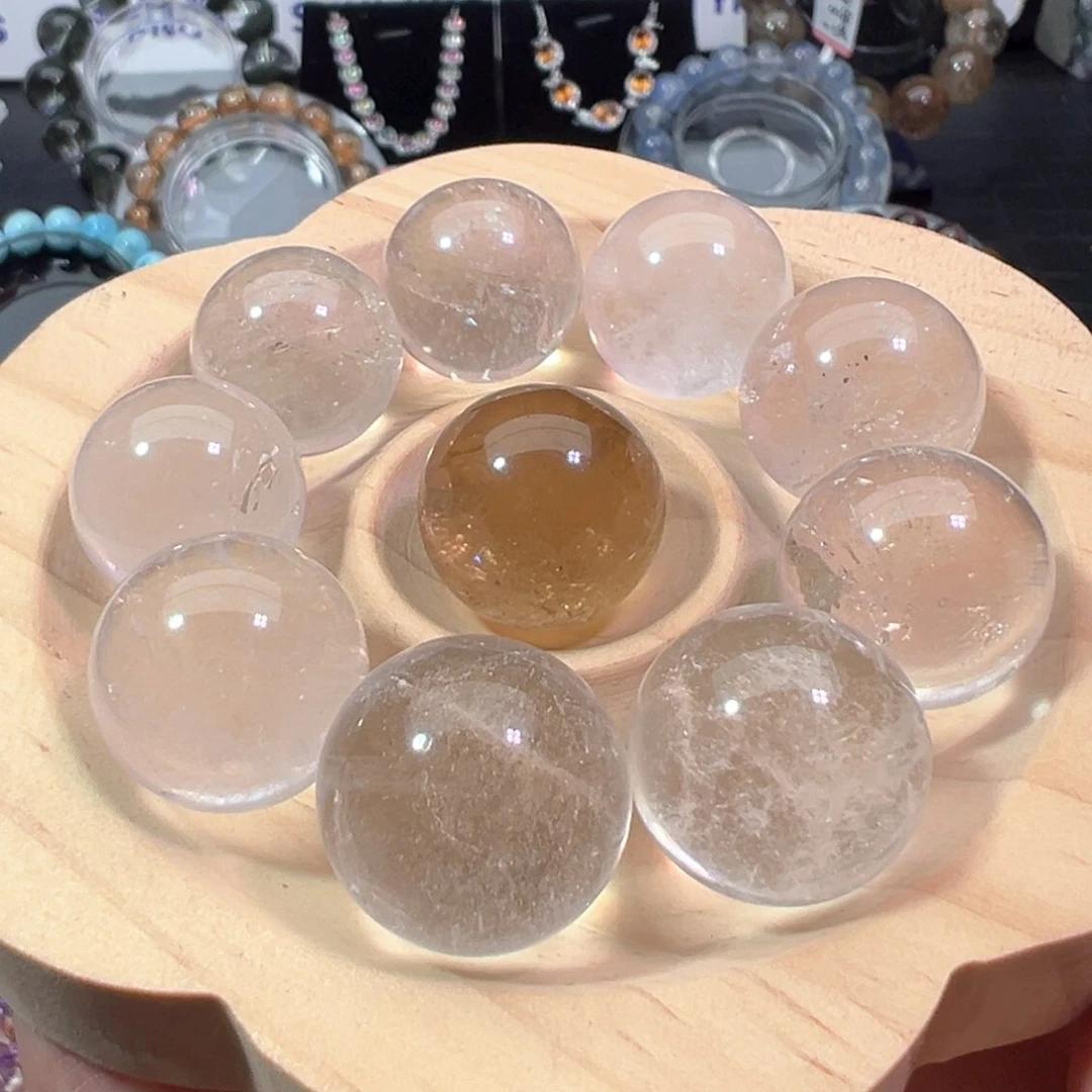 水晶手链未镶嵌一盘白水晶加黄水晶