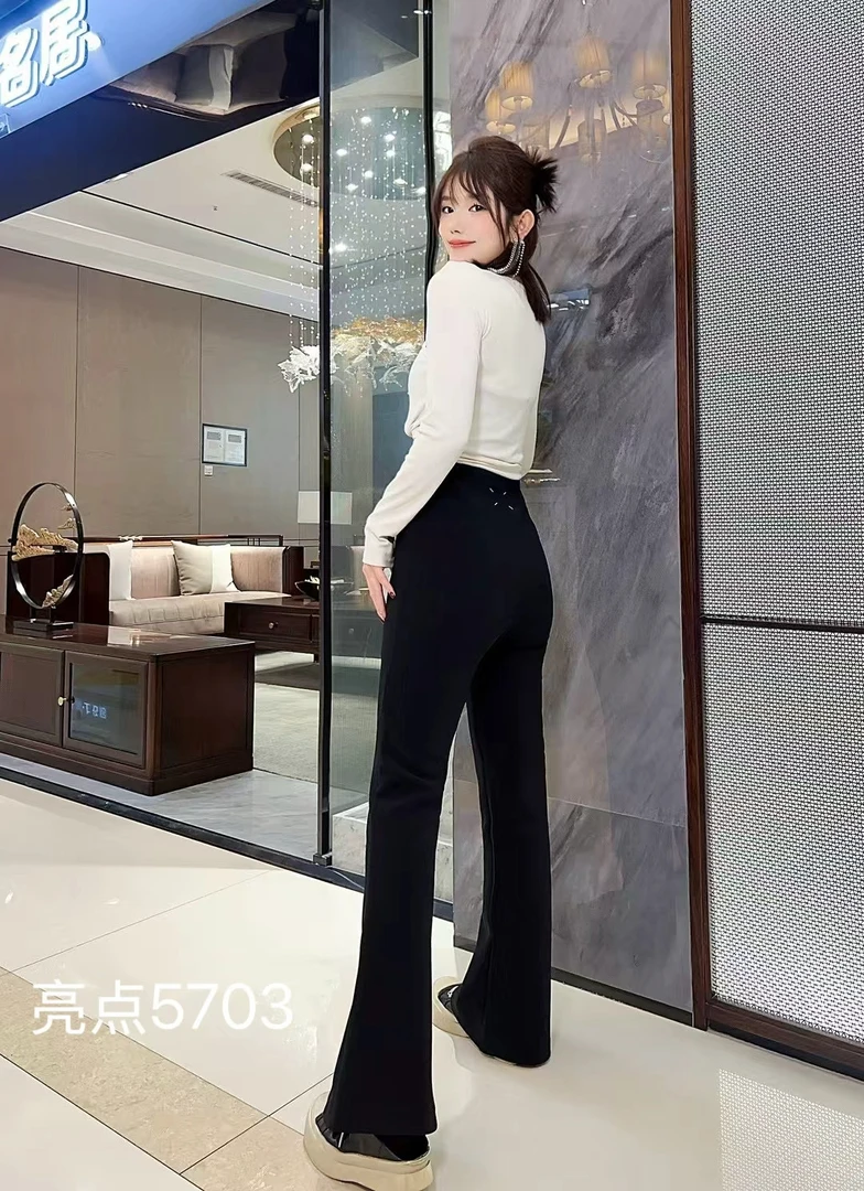 秋季新款5703哥弟面料高腰设计时尚宽松气质洋气百搭微喇裤
