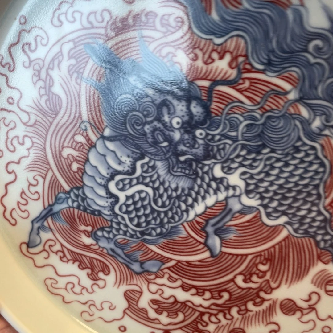 瓷片景德镇麒麟踏浪大壶承