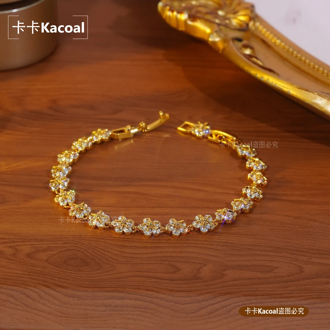 铜合金合成锆石手链 太阳花  轻奢手链气质时尚百搭小众七夕礼物