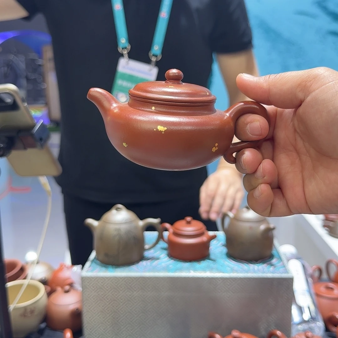 大***怪紫砂茶杯朱泥仿古洒金150CC