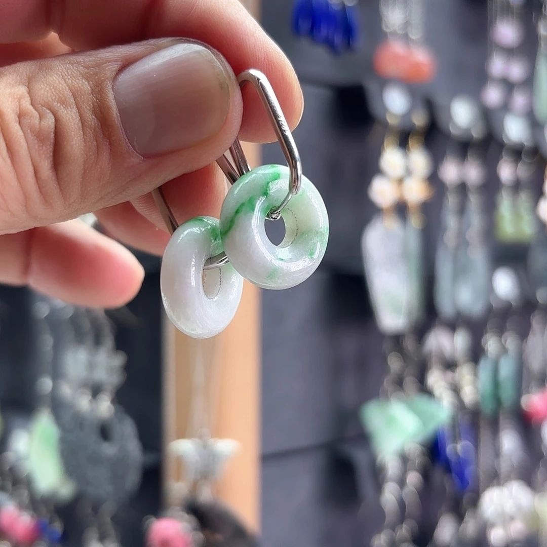 翡翠银S925镶嵌耳饰沅*