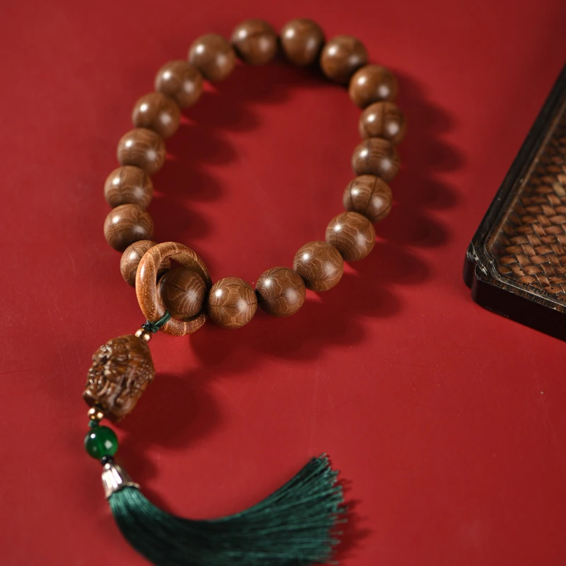 六道木佛头手持带木质转运珠流苏跑环文玩念珠