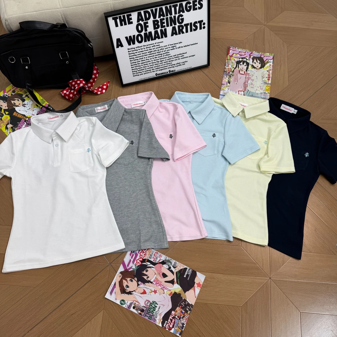 猫看花jk原创学院风日常夏季短袖POLO衫短袖百搭收腰现货秒发