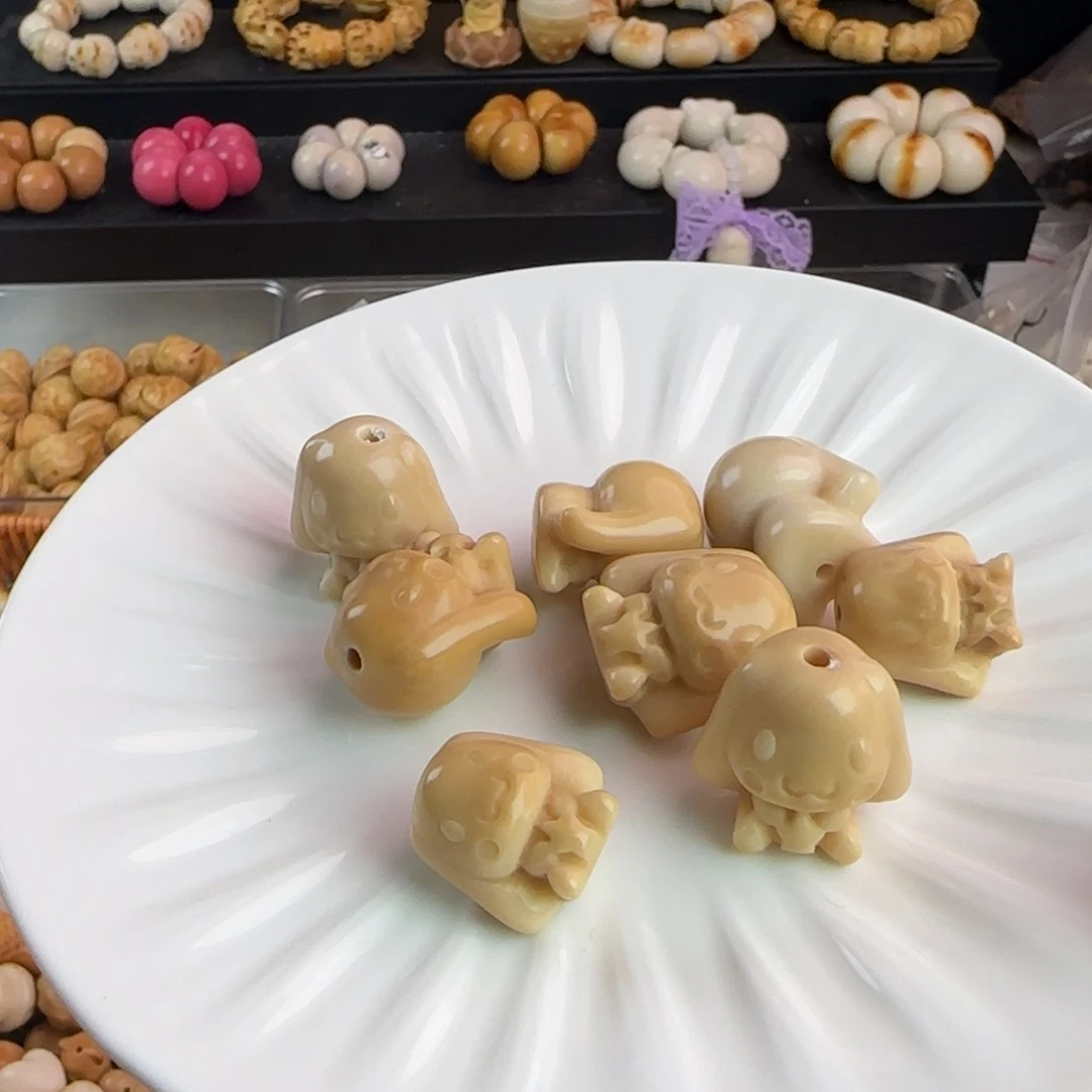 菩提根/象牙果吊坠微瑕牙果奶茶色玉桂狗8颗大小不一样