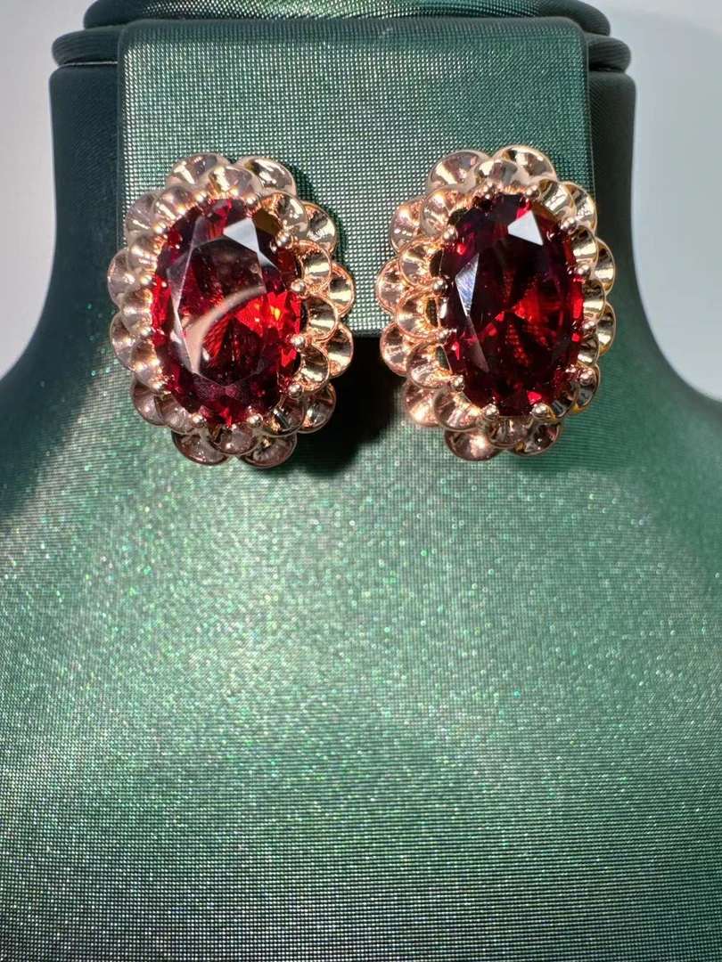 铜合金锆石耳饰 141-安哥拉红耳环