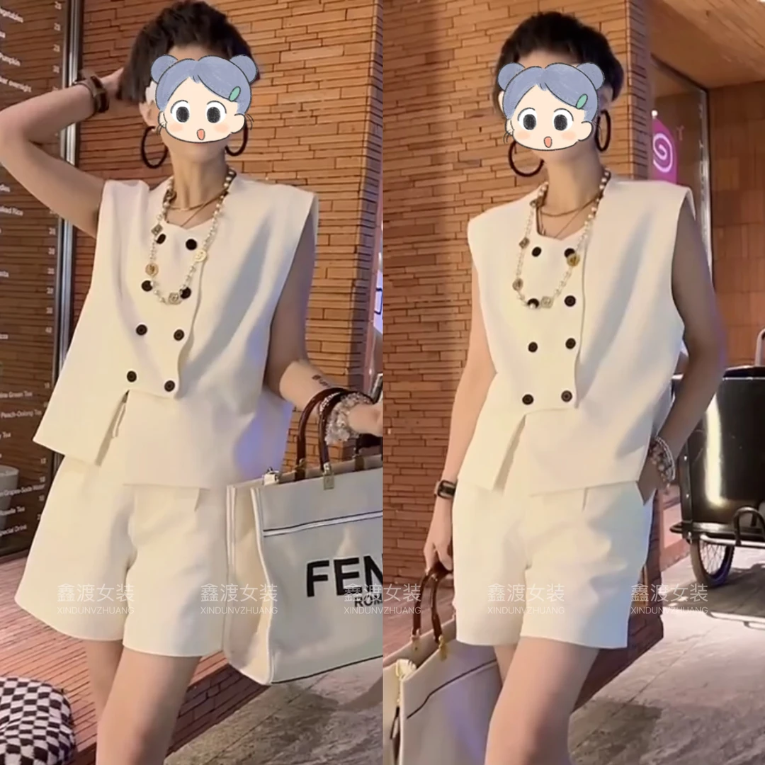 2025春夏新款时尚显瘦气质女士网红洋气两件套百搭款D6919