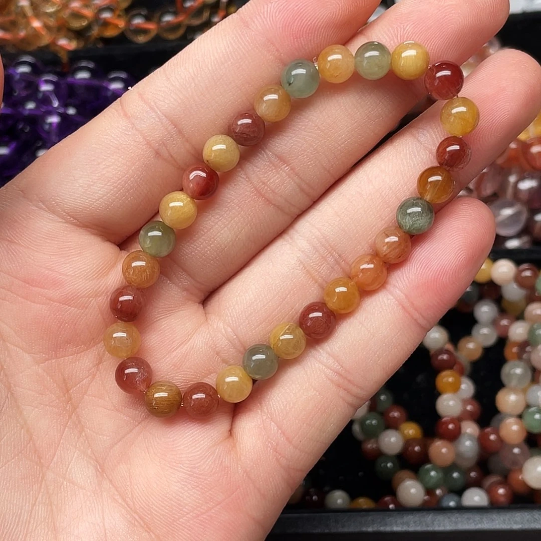 未镶嵌手链水晶彩兔毛6.8