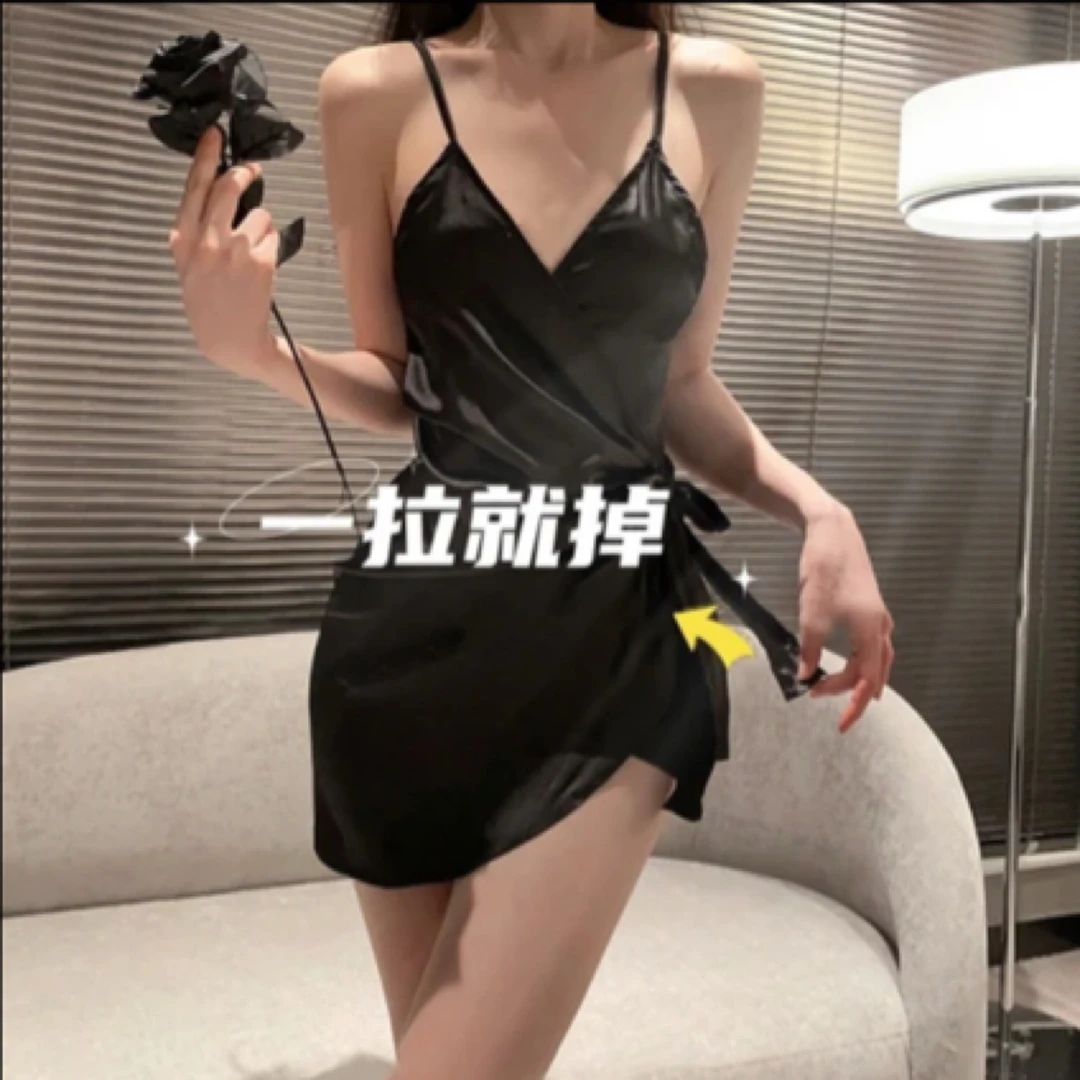 【一片风情】开襟系带调情网红睡衣女轻气质露背纯欲风时尚ins情怀