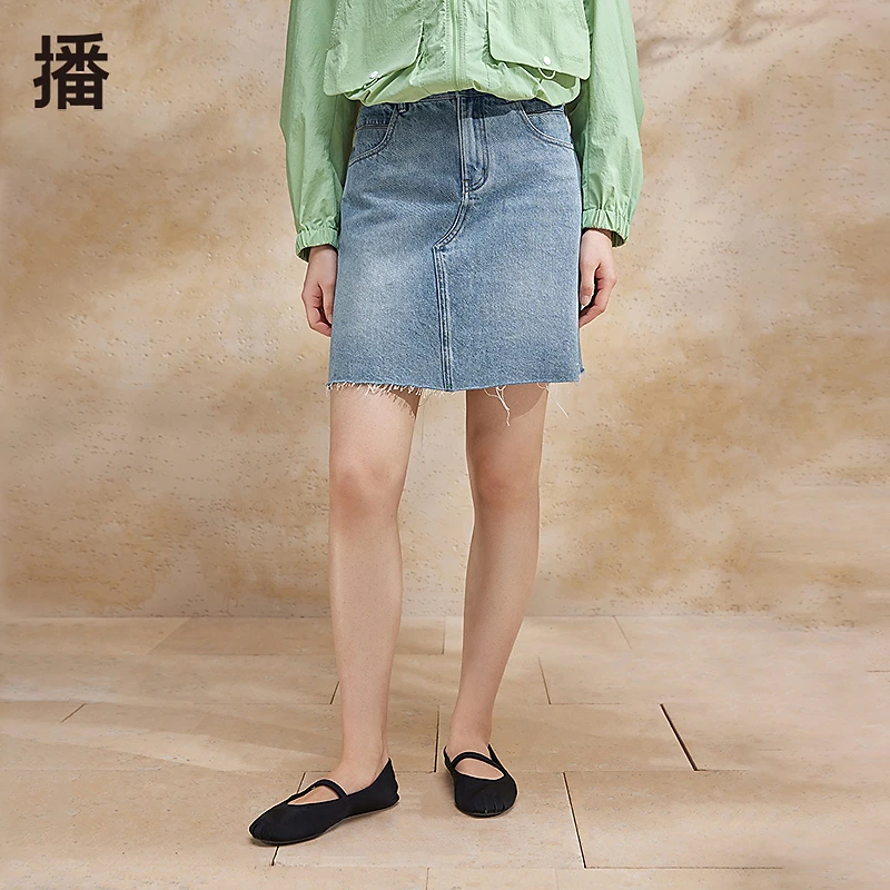 【直播专属】播时尚毛边脚口半身裙BDR2BD0832显瘦半身裙