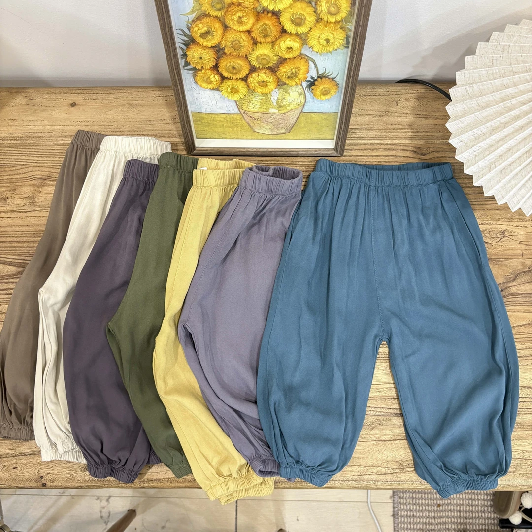 【俩只橙】《夏》三色杯~儿童人棉多色冰冰凉凉束脚长裤防蚊裤子