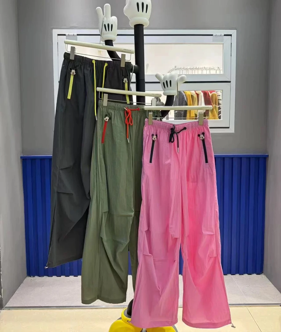 欧洲站BOHAN秀秀2025夏新品米奇拉链都褶皱防晒防蚊潮牌休闲裤女