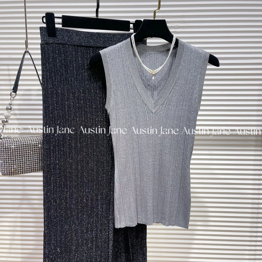 Jane Austin •（银时）2025意大利进口水晶纱休闲百搭显瘦无袖