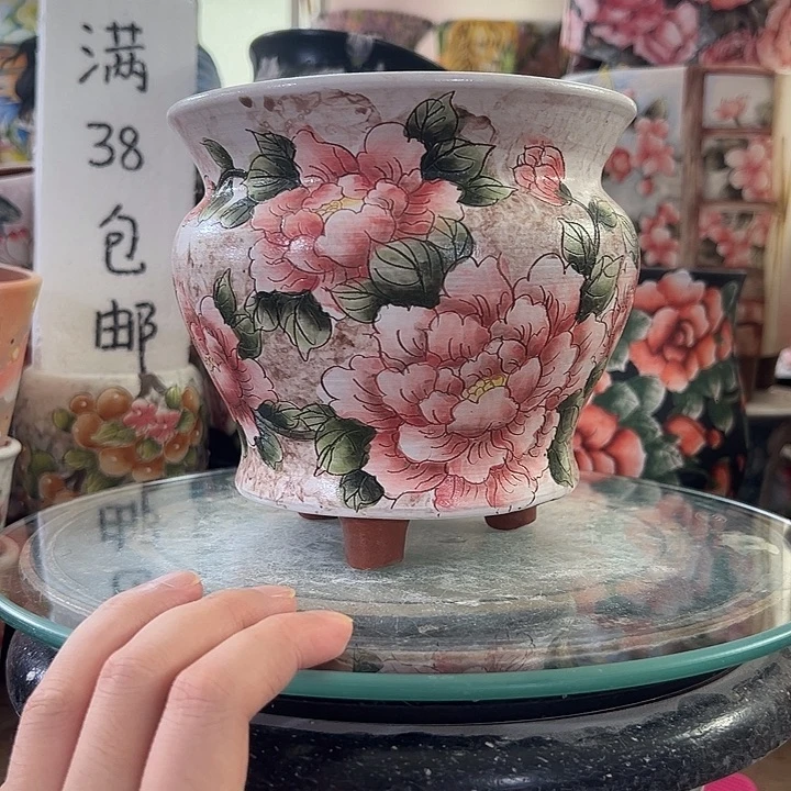 景德镇手绘花盆满38包邮偏远地区除外