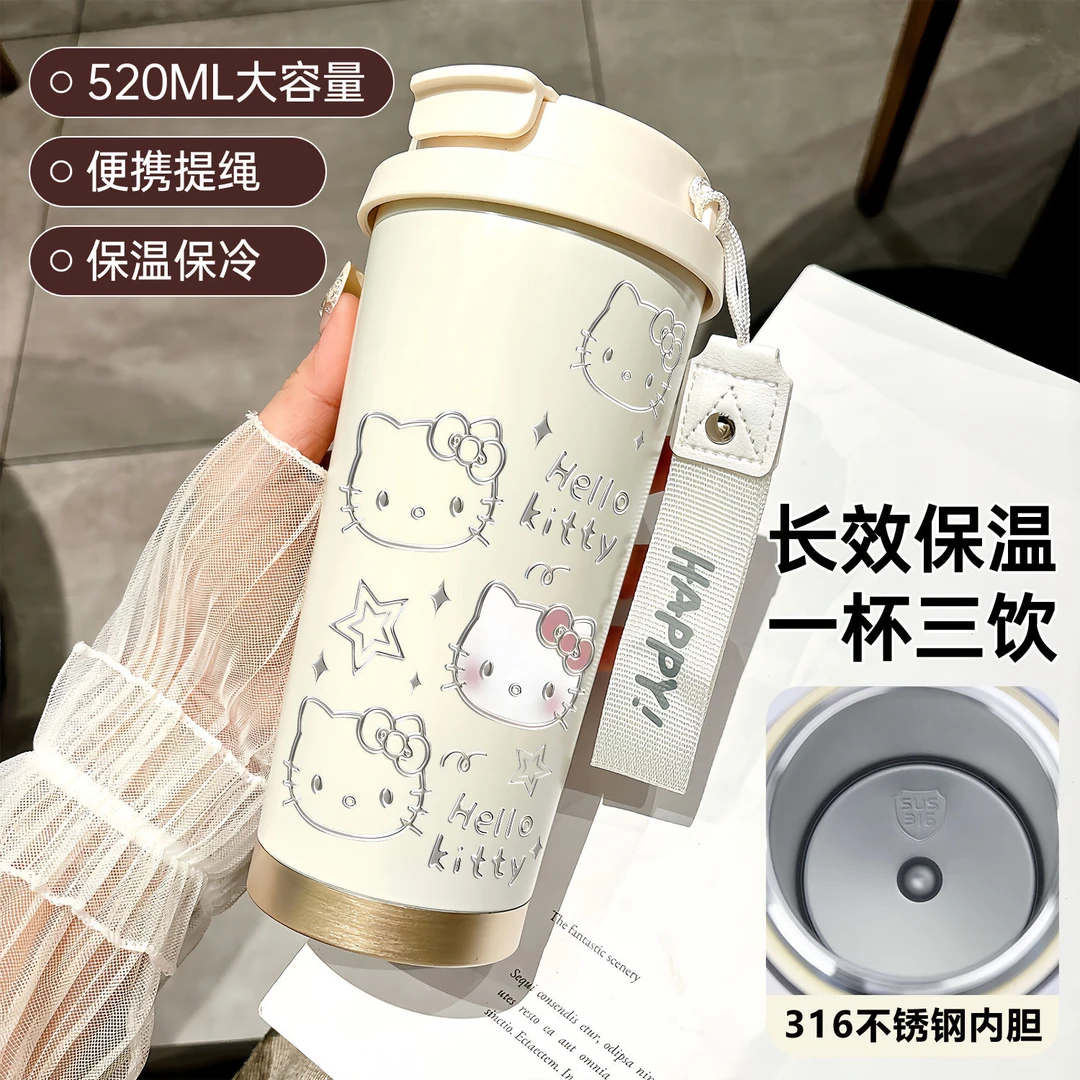 保温杯大容量学生杯子便携双饮口咖啡吸管水杯新款女高颜值大容量