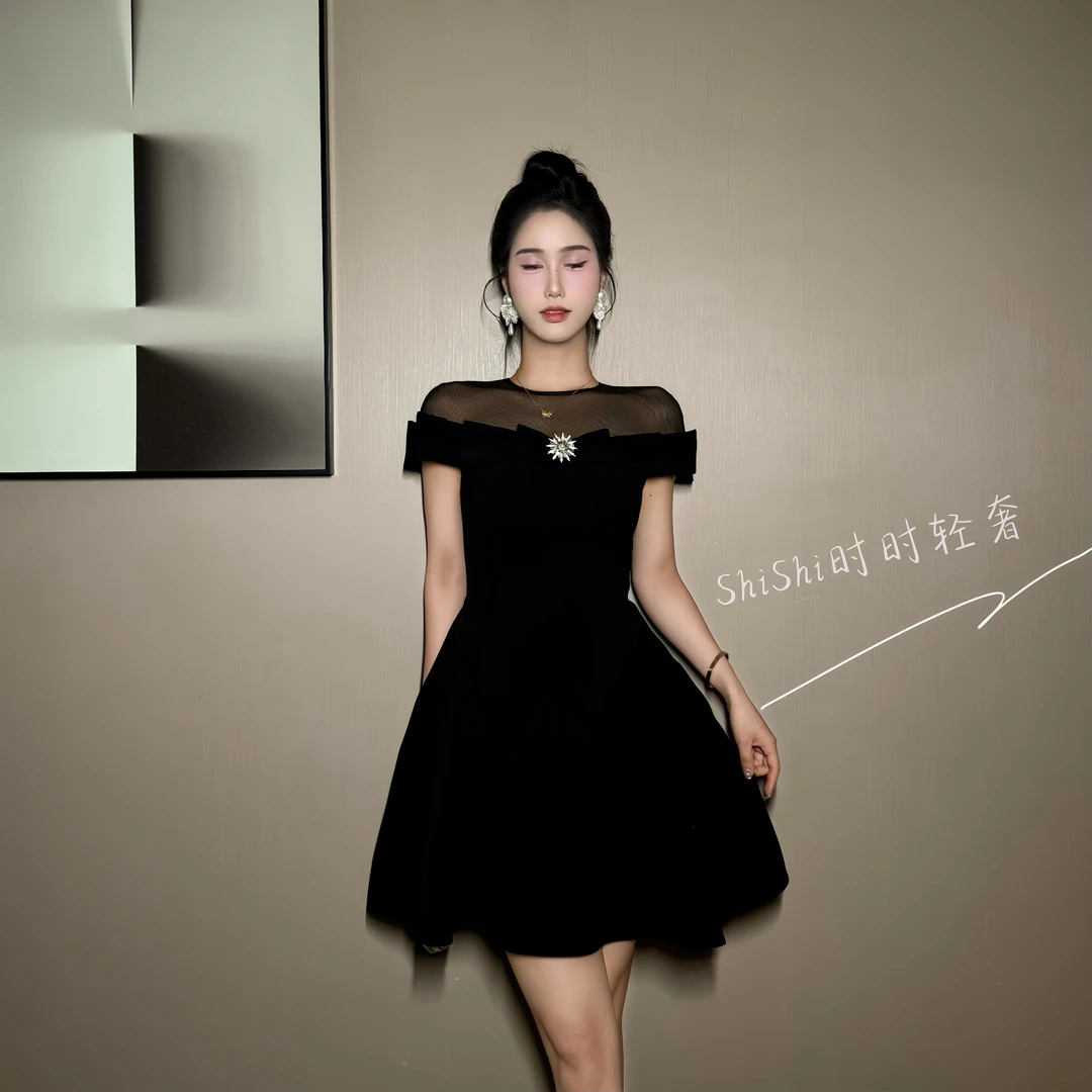 【时时原创】法式轻奢气质小个子时尚赫本风名媛小众复古连衣裙9056