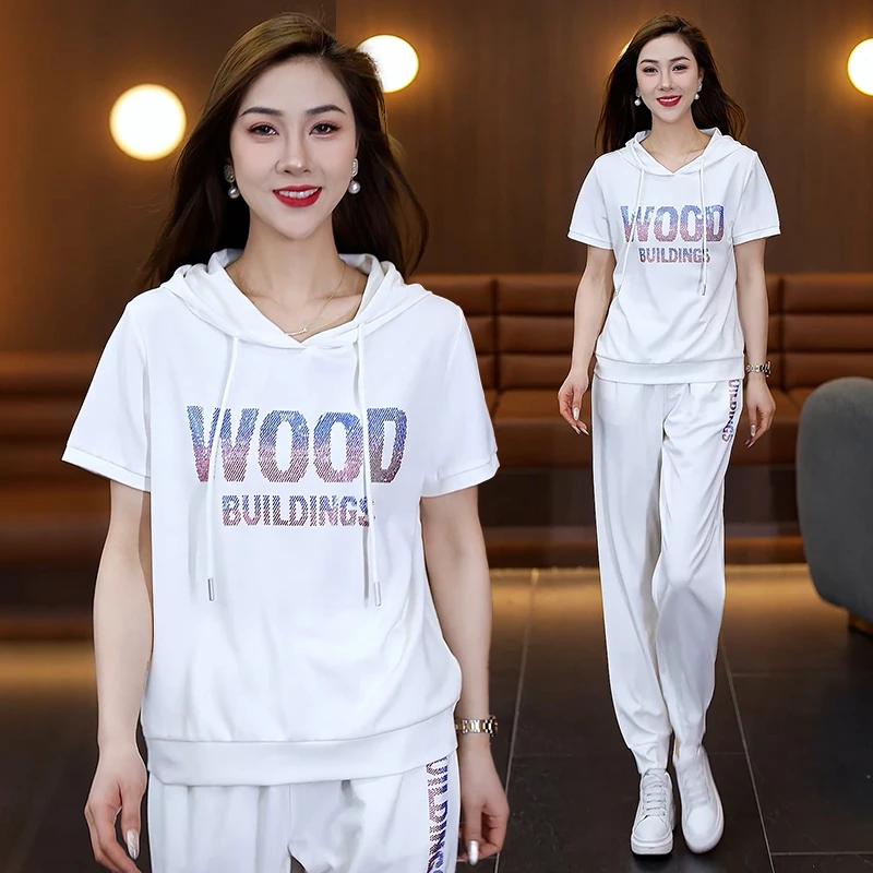 潮牌运动套装女下2025新款时髦高级感卫衣宽松减龄短袖休闲两件套