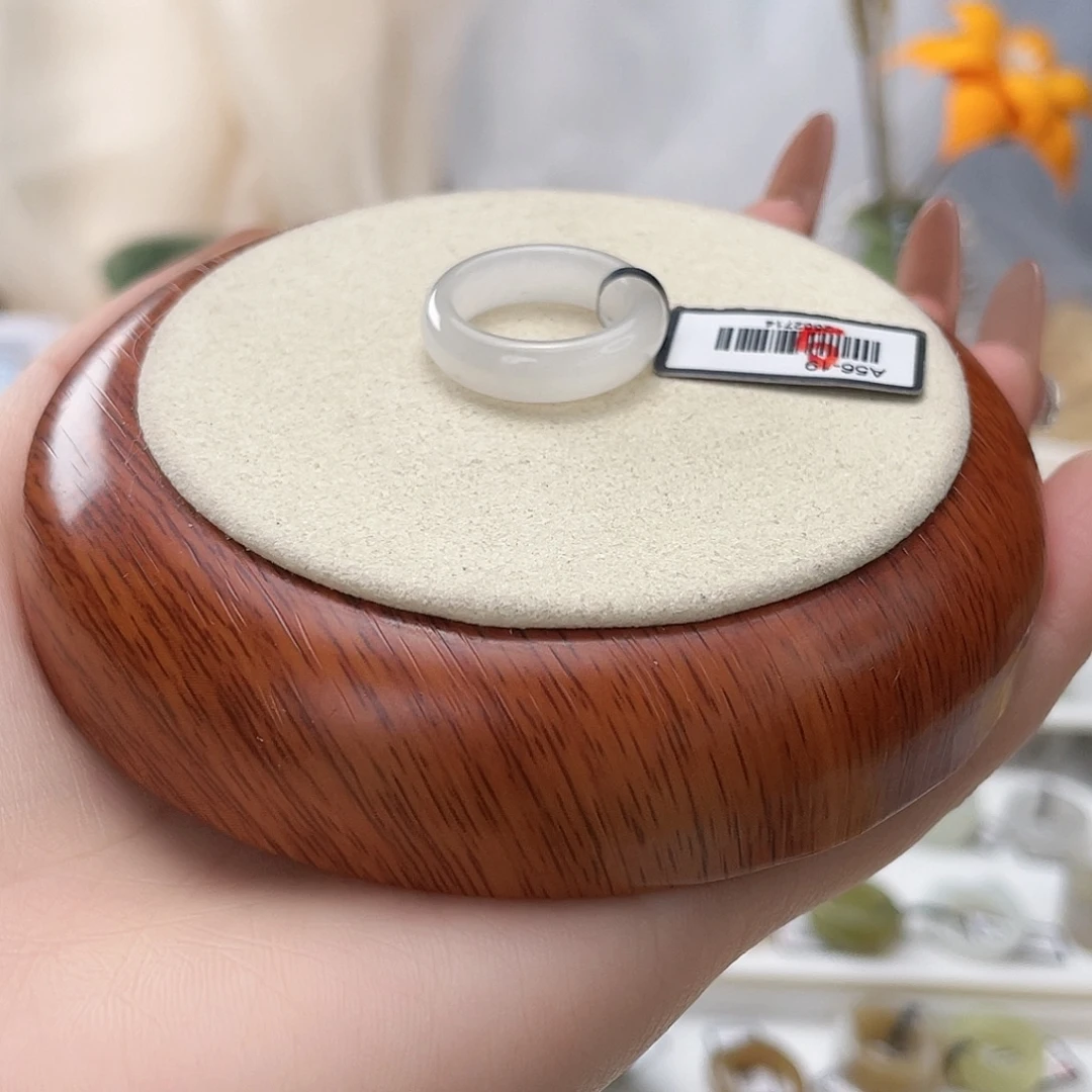 和田玉未镶嵌戒指冰白泥鳅背16.1v830