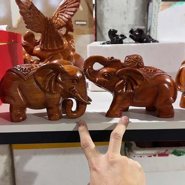 木花梨木20如意上下象一对