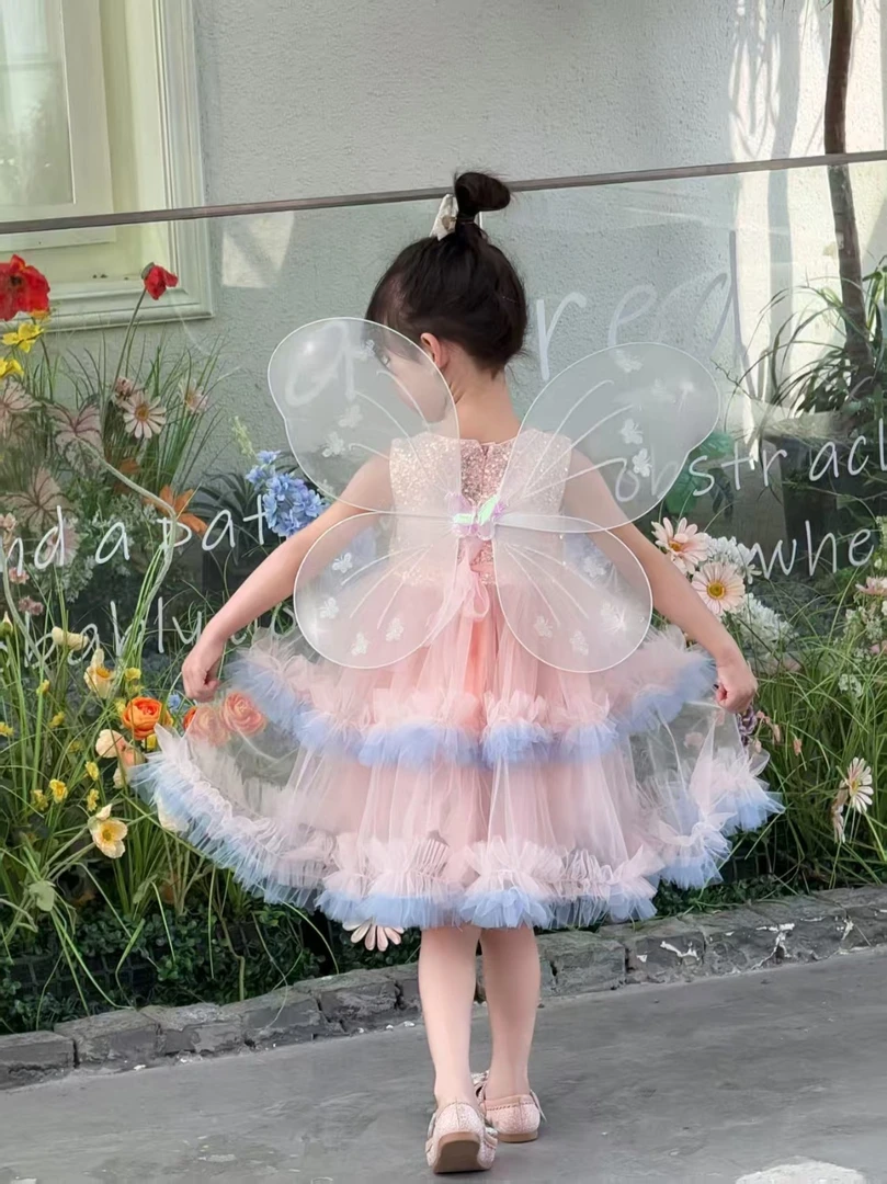 公主裙女女孩连衣裙蓬蓬裙洋气泡泡袖蛋糕裙旗袍礼服夏季