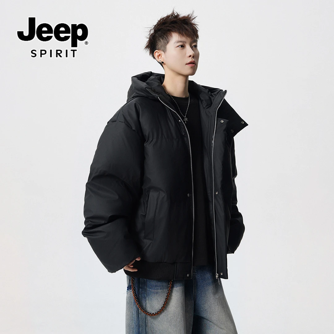 JEEPSPIRIT美式连帽棉衣男款冬季加厚休闲棉服宽松面包服保暖外套