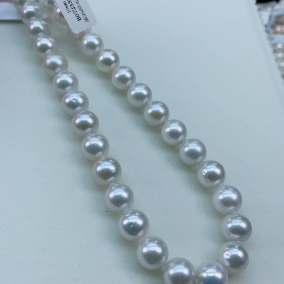 银S925镶嵌淡水珍珠10/11稀有镜面蓝雪炫彩赛澳白