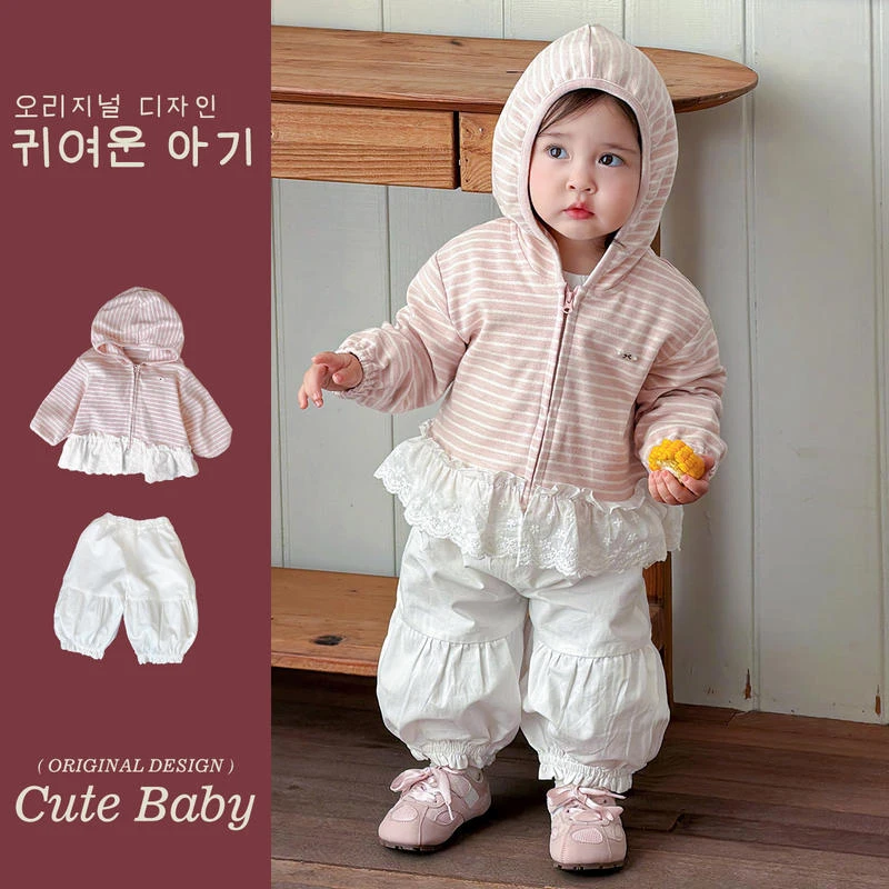 2026年春季新品童装女宝宝套装儿童洋气纯棉外套婴幼休闲裤三件套