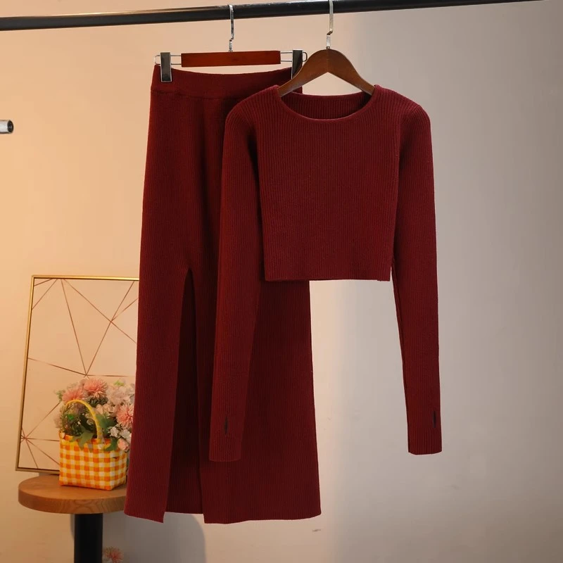 毛衣套装女春秋小个子高腰显瘦针织两件套显瘦洋气休闲时尚女装