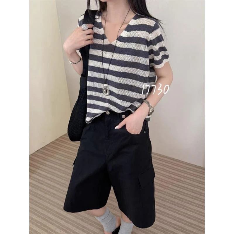 【运费补贴】新款时尚休闲复古上衣洋气百搭显瘦宽松夏季短袖125