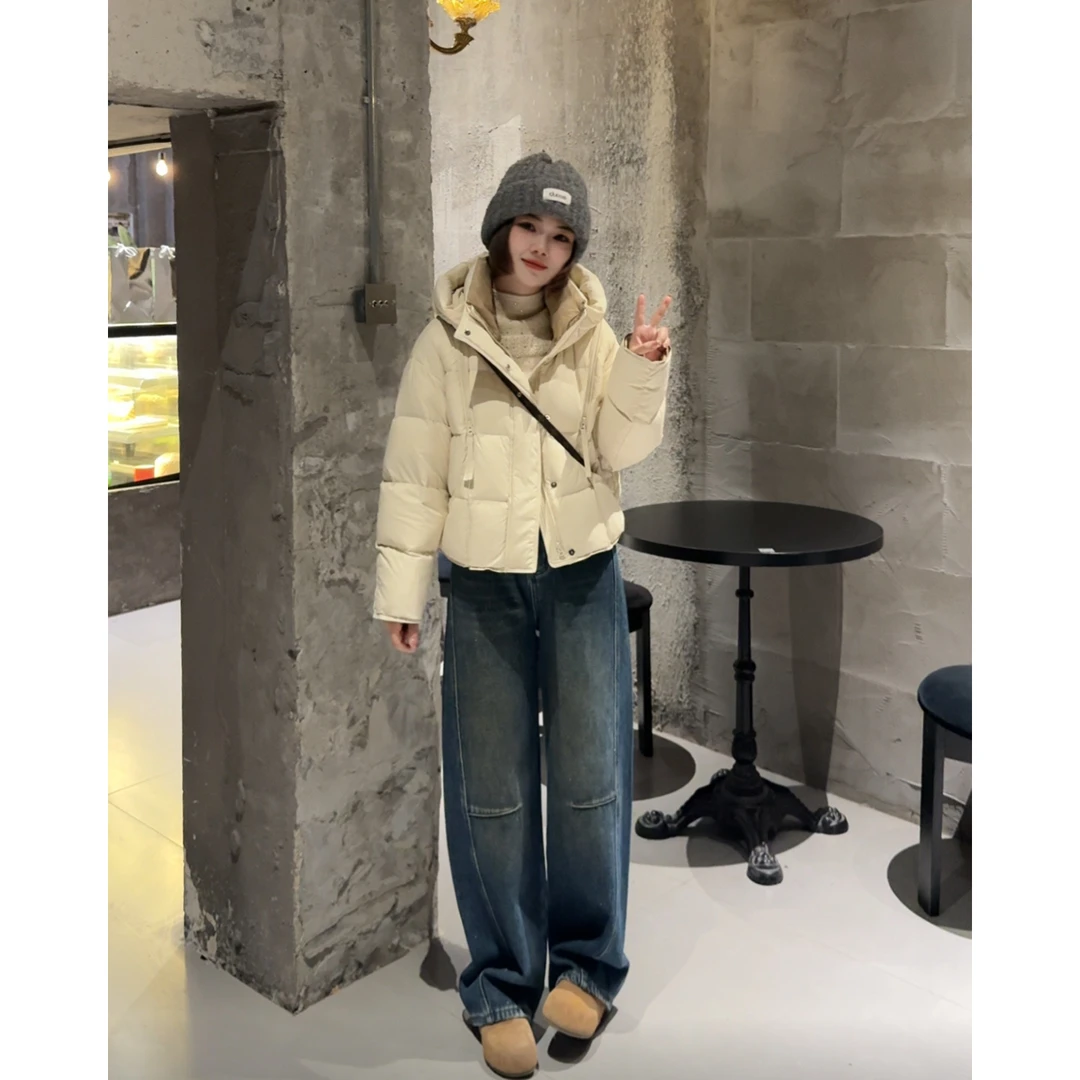 MY【子义同款~】新国标90白鸭绒 冬季新款韩系设计感连帽撞色羽绒服