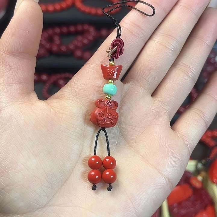 天然辰砂含尘砂挂件