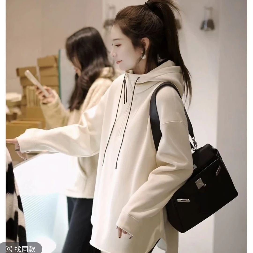 华丽微微挪威星空冬季新款时尚加绒连帽卫衣WY1027-欧韩穿搭