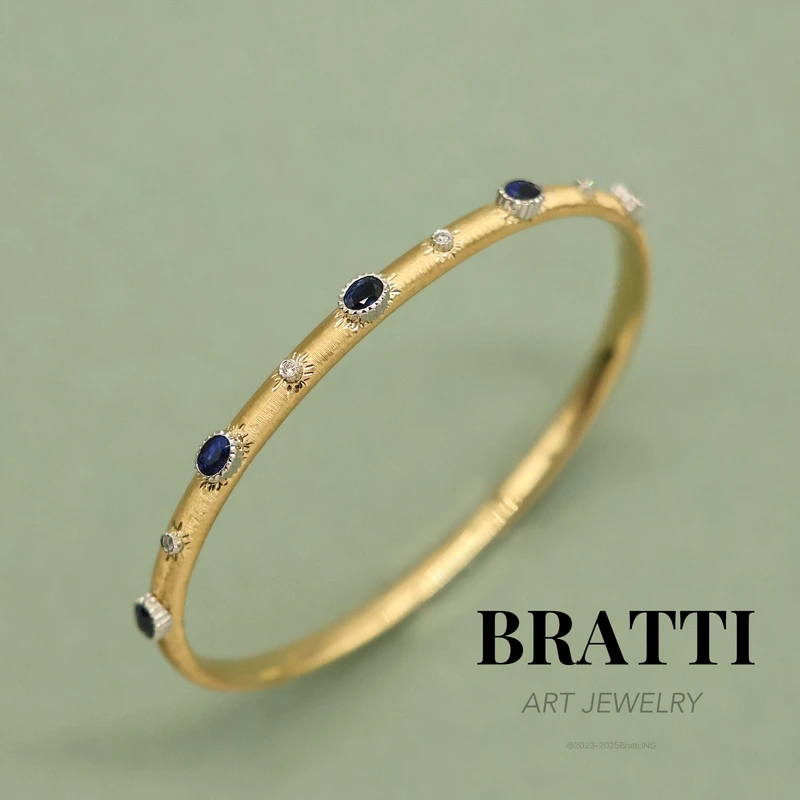 Bratti珠宝18K金“罗马美学”蓝宝石钻石手镯-KZ250502