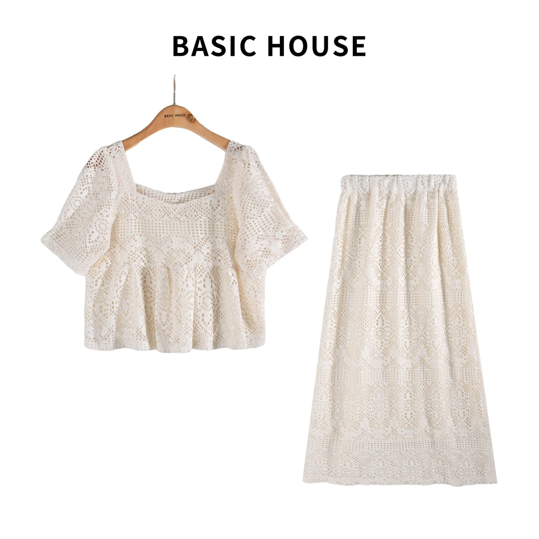 Basic House百家好A镂空碎花套装气质温柔减龄套装B1385B5GW72