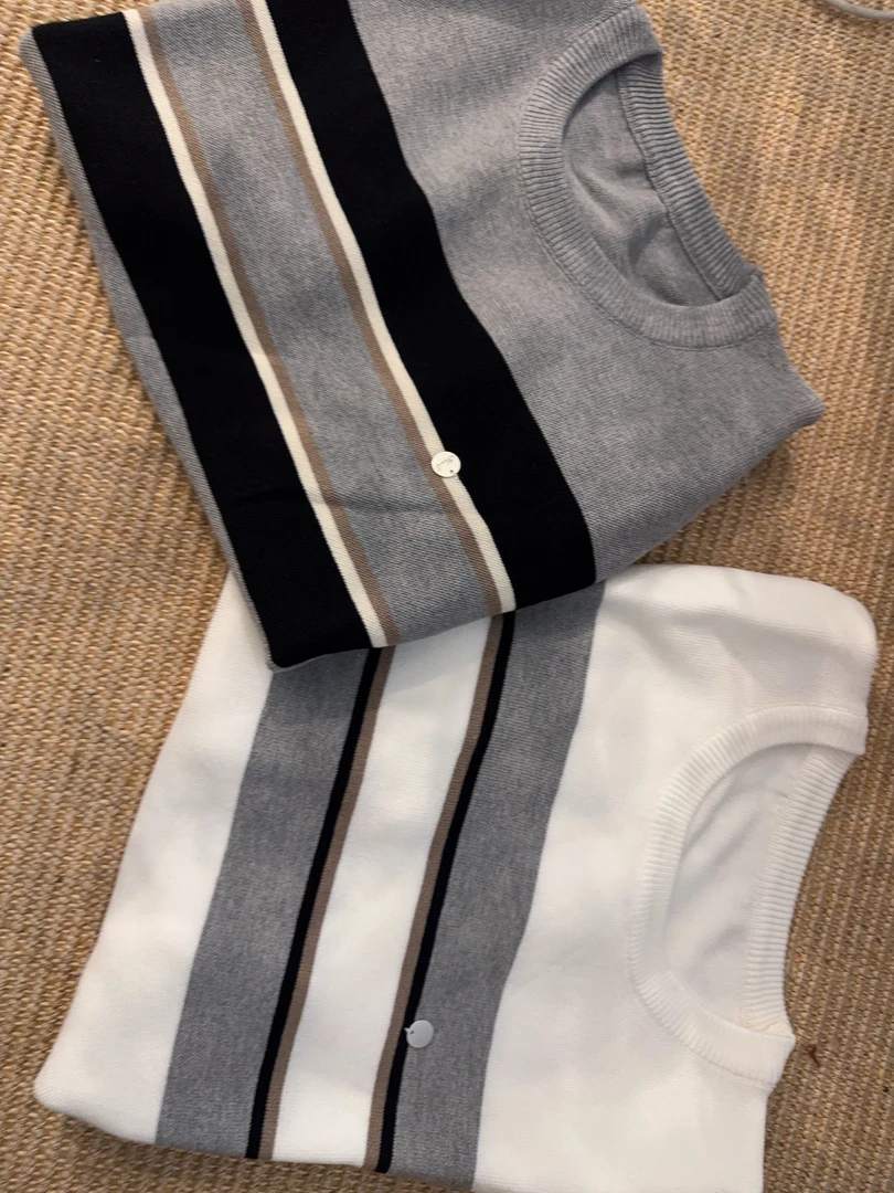 假两件条纹T恤针织