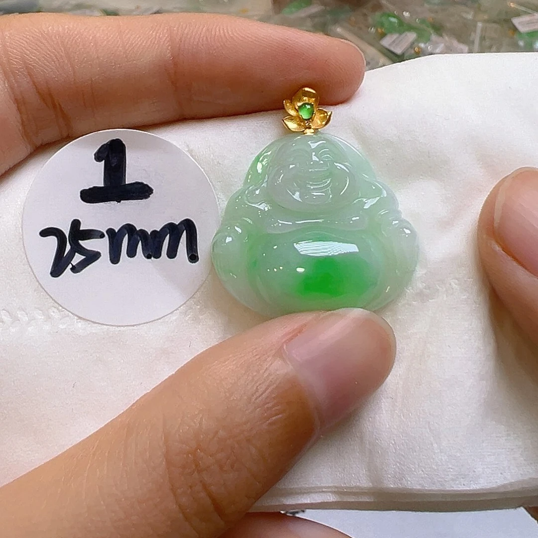 翡翠18K金镶嵌吊坠(不含链)翡翠