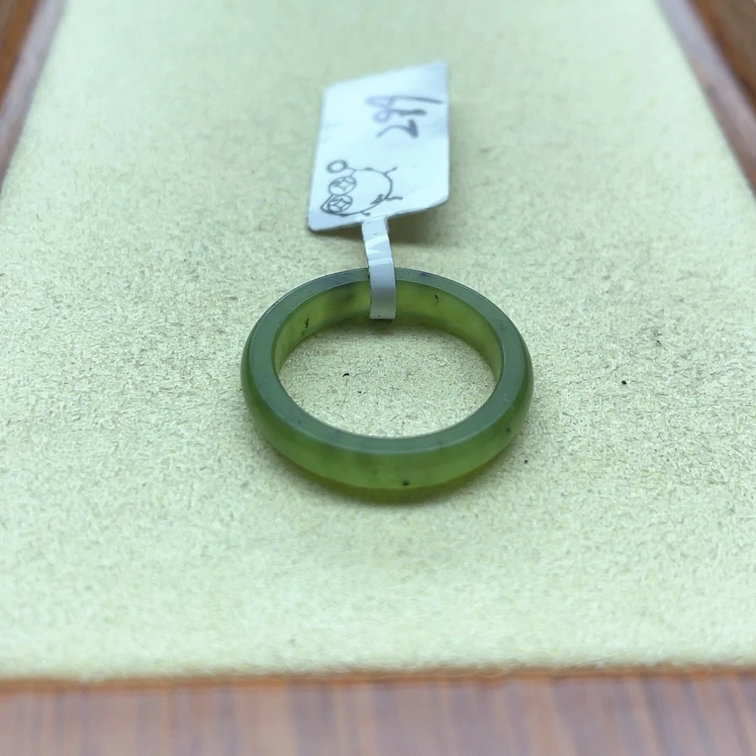 未镶嵌戒指和田玉87俄料碧玉圆切13码