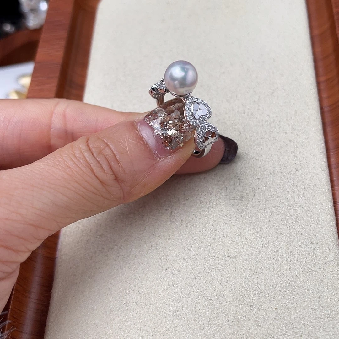银S925镶嵌海水珍珠戒指